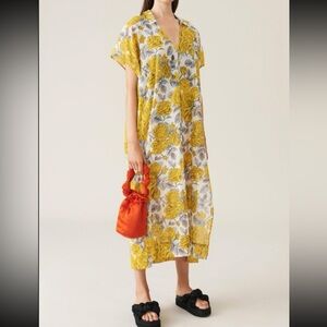 Ganni Yellow Roses Cover Up Dress